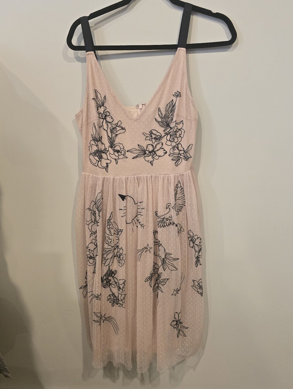 Express Blush Pink Embroidered Floral Midi Dress Size 12